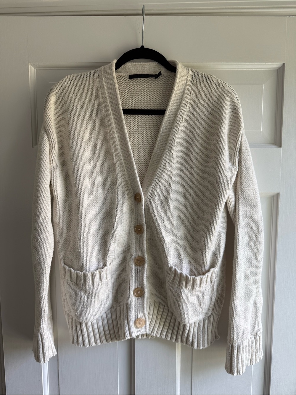 Jenni Kayne Cotton Cocoon Cardigan XS Ivory Button Front Cotton Sweater